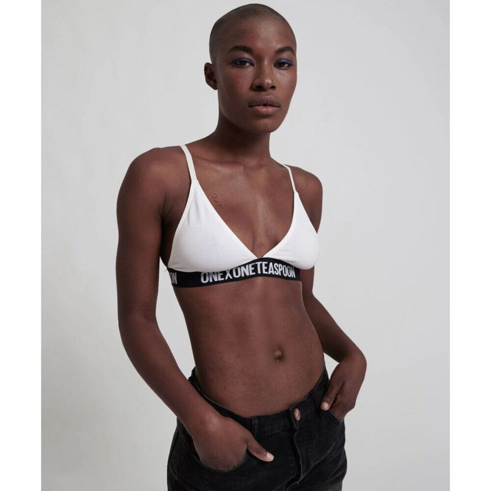 One Teaspoon ONE X Classic White Logo Triangle Bralette Size XXS C/D New with Ta